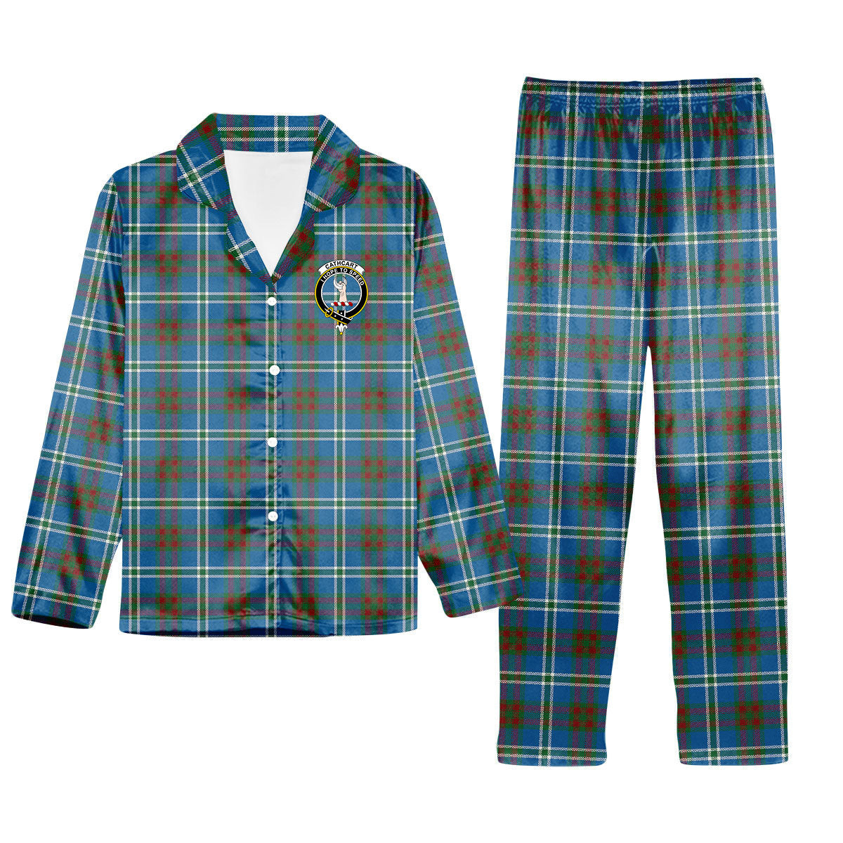 ScotsTee Shop Scottish Cathcart Ancient Crest Tartan Pajama Satin Velvet Flannel Pajama Set