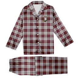 ScotsTee Shop Scottish Cunningham Dress Burgundy Dance Crest Tartan Pajama Satin Velvet Flannel Pajama Set