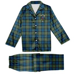 ScotsTee Shop Scottish Colquhoun Ancient Crest Tartan Pajama Satin Velvet Flannel Pajama Set