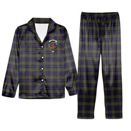 ScotsTee Shop Scottish Clelland SC Crest Tartan Pajama Satin Velvet Flannel Pajama Set