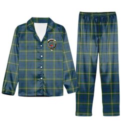 ScotsTee Shop Scottish Cleland Crest Tartan Pajama Satin Velvet Flannel Pajama Set