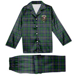 ScotsTee Shop Scottish Cockburn Old Pattern Crest Tartan Pajama Satin Velvet Flannel Pajama Set