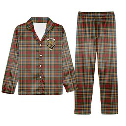 ScotsTee Shop Scottish Chattan Chief of Clan Crest Tartan Pajama Satin Velvet Flannel Pajama Set