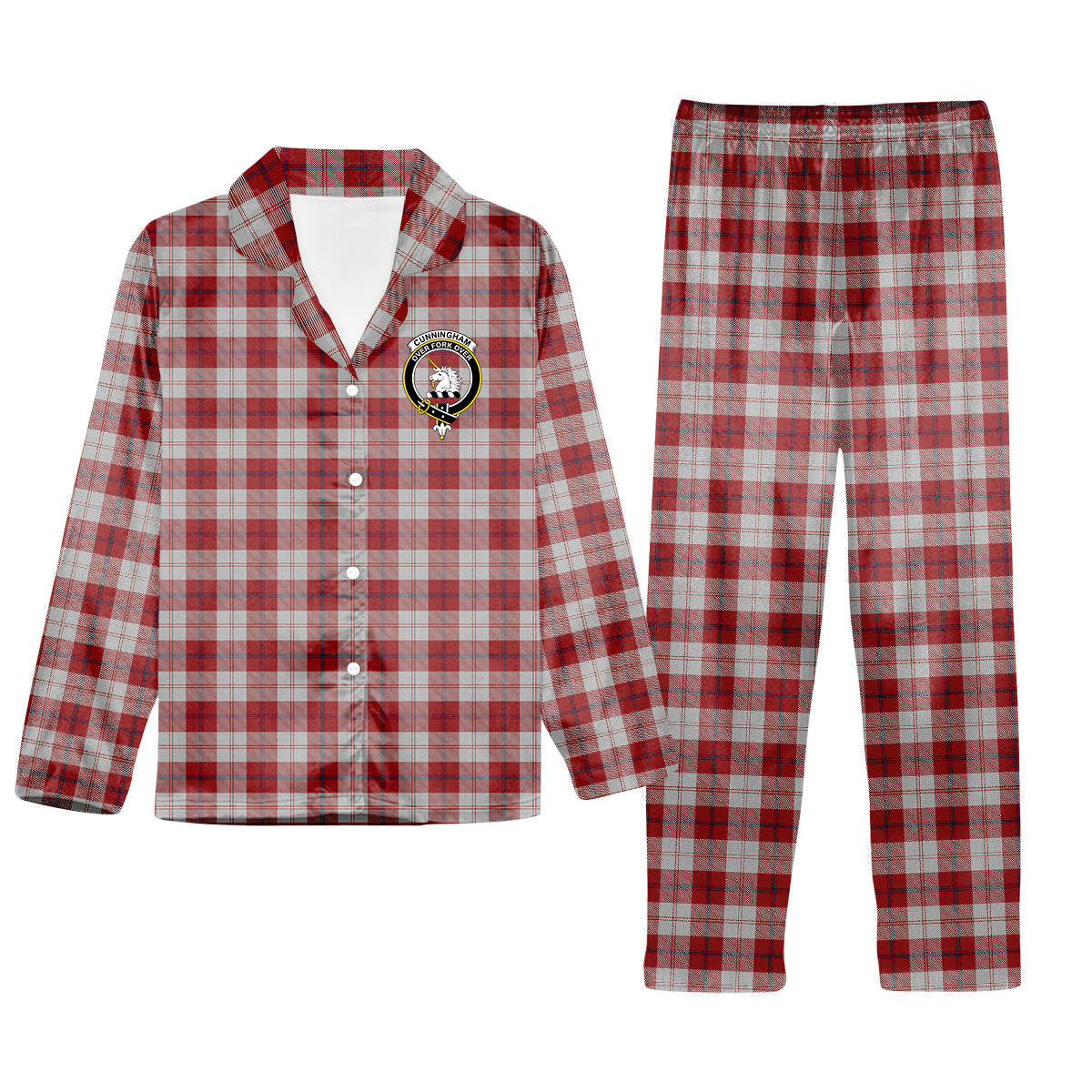 ScotsTee Shop Scottish Cunningham Dress Crest Tartan Pajama Satin Velvet Flannel Pajama Set