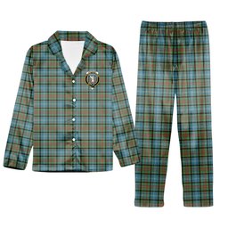 ScotsTee Shop Scottish Cathcart SC Crest Tartan Pajama Satin Velvet Flannel Pajama Set