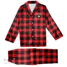 ScotsTee Shop Scottish Cunningham Modern Crest Tartan Pajama Satin Velvet Flannel Pajama Set