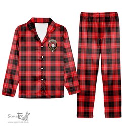 ScotsTee Shop Scottish Cunningham Modern Crest Tartan Pajama Satin Velvet Flannel Pajama Set
