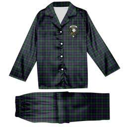 ScotsTee Shop Scottish Campbell of Cawdor Crest Tartan Pajama Satin Velvet Flannel Pajama Set