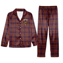 ScotsTee Shop Scottish Cameron of Locheil Original Crest Tartan Pajama Satin Velvet Flannel Pajama Set