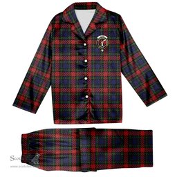 ScotsTee Shop Scottish Clark Red Crest Tartan Pajama Satin Velvet Flannel Pajama Set