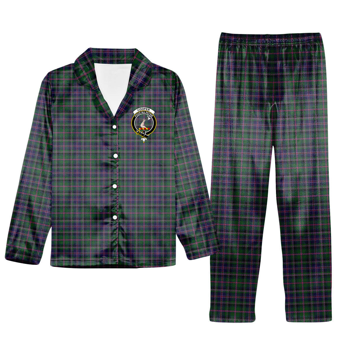 ScotsTee Shop Scottish Cooper James Cant Crest Tartan Pajama Satin Velvet Flannel Pajama Set