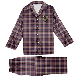 ScotsTee Shop Scottish Carnegie Crest Tartan Pajama Satin Velvet Flannel Pajama Set