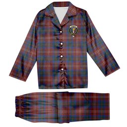 ScotsTee Shop Scottish Chisholm Hunting Modern Crest Tartan Pajama Satin Velvet Flannel Pajama Set