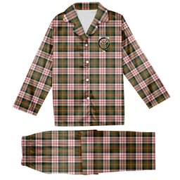 ScotsTee Shop Scottish Carnegie Dress Ancient Crest Tartan Pajama Satin Velvet Flannel Pajama Set