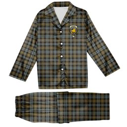 ScotsTee Shop Scottish Campbell Argyll Weathered Crest Tartan Pajama Satin Velvet Flannel Pajama Set