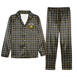 ScotsTee Shop Scottish Campbell Argyll Weathered Crest Tartan Pajama Satin Velvet Flannel Pajama Set