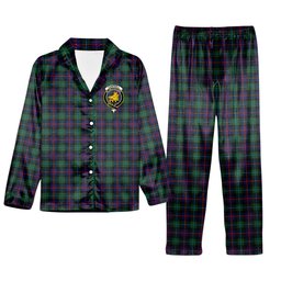 ScotsTee Shop Scottish Campbel of Cawdor Modern Crest Tartan Pajama Satin Velvet Flannel Pajama Set