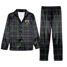 ScotsTee Shop Scottish Clark of Ulva Crest Tartan Pajama Satin Velvet Flannel Pajama Set