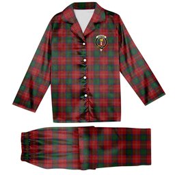 ScotsTee Shop Scottish Chisholm 1842 Crest Tartan Pajama Satin Velvet Flannel Pajama Set