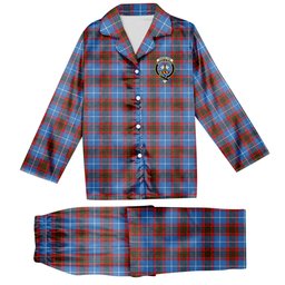 ScotsTee Shop Scottish Congilton Crest Tartan Pajama Satin Velvet Flannel Pajama Set