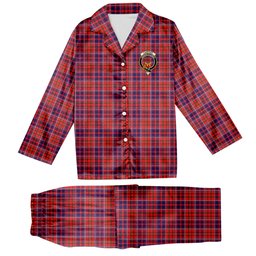 ScotsTee Shop Scottish Cameron of Lochiel Modern Crest Tartan Pajama Satin Velvet Flannel Pajama Set