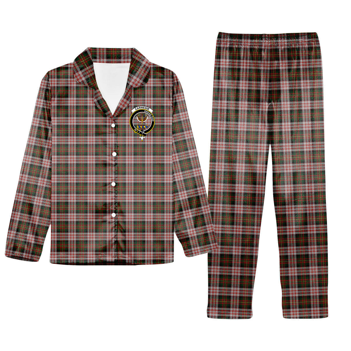 ScotsTee Shop Scottish Carnegie Dress Crest Tartan Pajama Satin Velvet Flannel Pajama Set