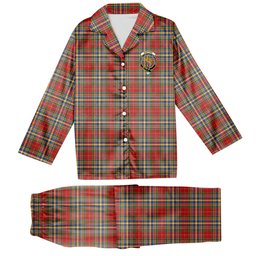 ScotsTee Shop Scottish Chattan Chief Ancient Crest Tartan Pajama Satin Velvet Flannel Pajama Set