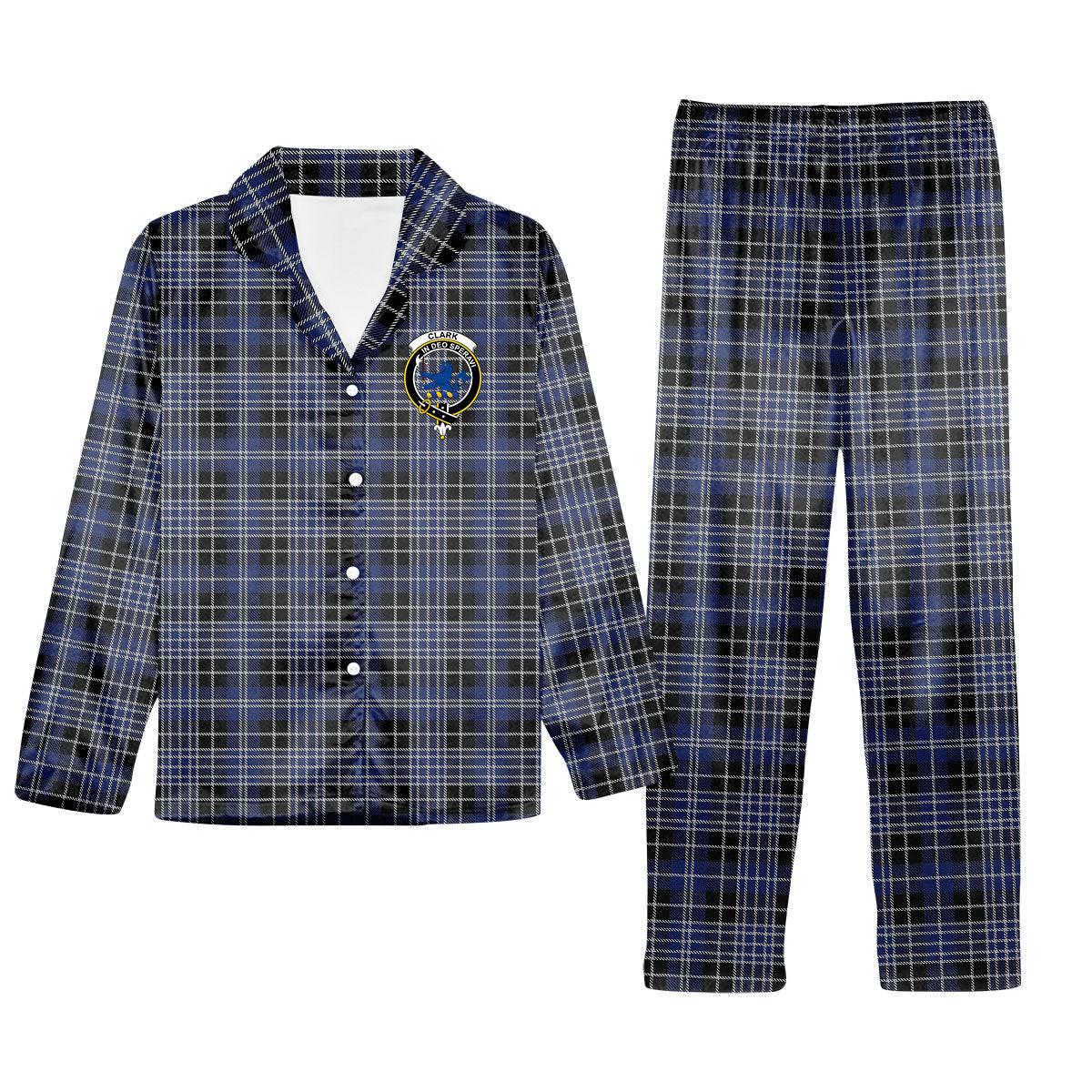 ScotsTee Shop Scottish Clark (Lion) Crest Tartan Pajama Satin Velvet Flannel Pajama Set