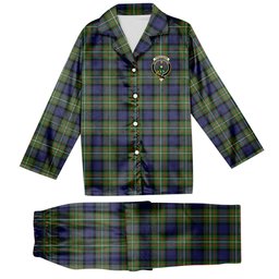 ScotsTee Shop Scottish Fergusson Modern Crest Tartan Pajama Satin Velvet Flannel Pajama Set