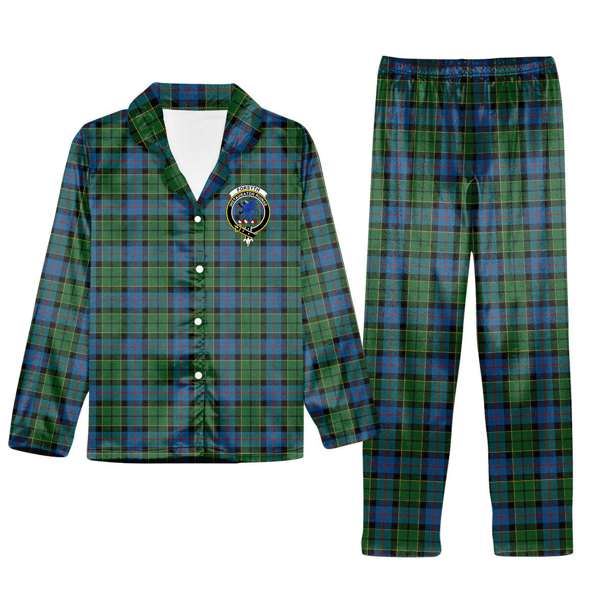 ScotsTee Shop Scottish Forsyth 1795 Crest Tartan Pajama Satin Velvet Flannel Pajama Set