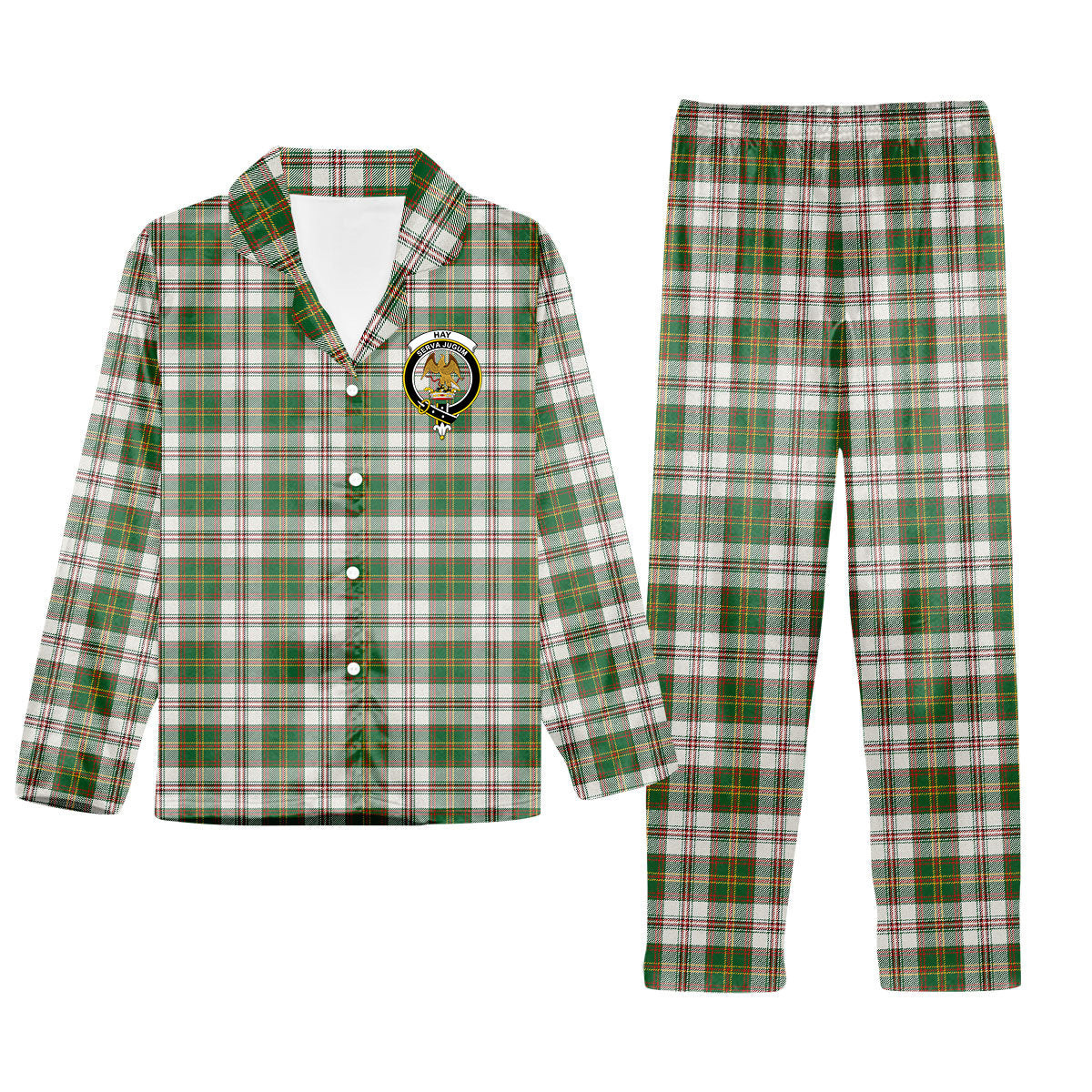 ScotsTee Shop Scottish Hay Dress Ancient Crest Tartan Pajama Satin Velvet Flannel Pajama Set