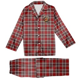 ScotsTee Shop Scottish Drummond of Perth Dress Crest Tartan Pajama Satin Velvet Flannel Pajama Set
