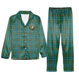 ScotsTee Shop Scottish Edmonstone Ancient Crest Tartan Pajama Satin Velvet Flannel Pajama Set