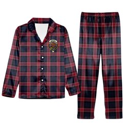 ScotsTee Shop Scottish Graham of Menteith Red Modern Crest Tartan Pajama Satin Velvet Flannel Pajama Set