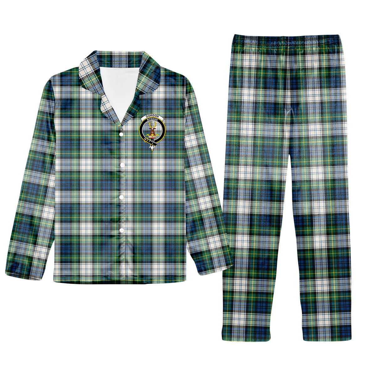ScotsTee Shop Scottish Gordon Dress Ancient Crest Tartan Pajama Satin Velvet Flannel Pajama Set