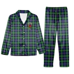 ScotsTee Shop Scottish Farquharson Ancient Crest Tartan Pajama Satin Velvet Flannel Pajama Set