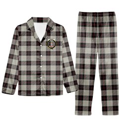 ScotsTee Shop Scottish Dunlop Hunting Modern Crest Tartan Pajama Satin Velvet Flannel Pajama Set