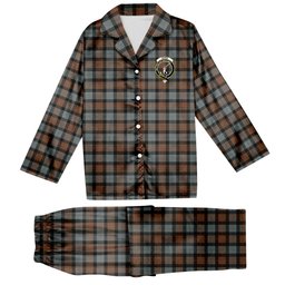 ScotsTee Shop Scottish Gunn Weathered Crest Tartan Pajama Satin Velvet Flannel Pajama Set
