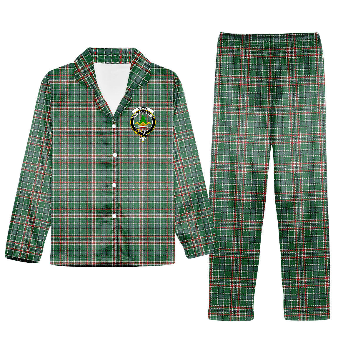 ScotsTee Shop Scottish Gayre Dress Ancient Crest Tartan Pajama Satin Velvet Flannel Pajama Set