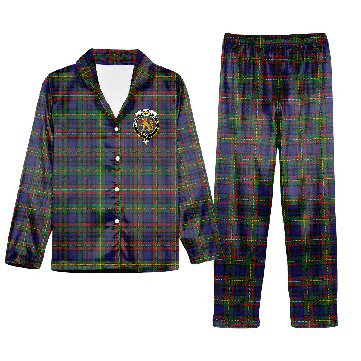 ScotsTee Shop Scottish Gillies 1 Crest Tartan Pajama Satin Velvet Flannel Pajama Set