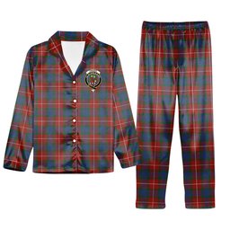 ScotsTee Shop Scottish Fraser Ancient Crest Tartan Pajama Satin Velvet Flannel Pajama Set