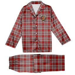 ScotsTee Shop Scottish Drummond of Perth Dress 3 Crest Tartan Pajama Satin Velvet Flannel Pajama Set
