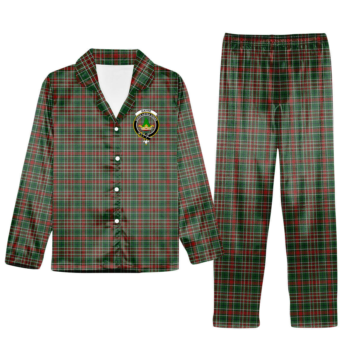 ScotsTee Shop Scottish Gayre Bodyguard 2 Crest Tartan Pajama Satin Velvet Flannel Pajama Set