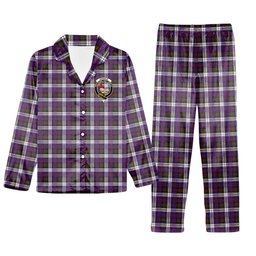 ScotsTee Shop Scottish Donald Dress Modern Crest Tartan Pajama Satin Velvet Flannel Pajama Set