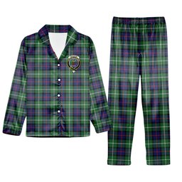 ScotsTee Shop Scottish Davidson of Tulloch Modern Crest Tartan Pajama Satin Velvet Flannel Pajama Set