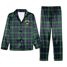 ScotsTee Shop Scottish Donald of the Isles Hunting Modern Crest Tartan Pajama Satin Velvet Flannel Pajama Set
