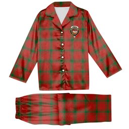 ScotsTee Shop Scottish Donald of the Isles Red Ancient Crest Tartan Pajama Satin Velvet Flannel Pajama Set