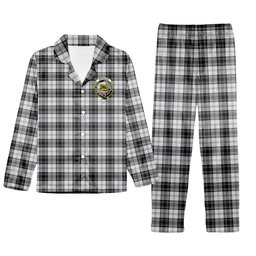 ScotsTee Shop Scottish Douglas Grey Ancient Crest Tartan Pajama Satin Velvet Flannel Pajama Set