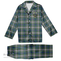ScotsTee Shop Scottish Davidson of Tulloch Dress Ancient Crest Tartan Pajama Satin Velvet Flannel Pajama Set