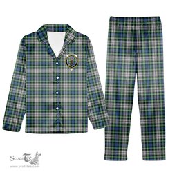 ScotsTee Shop Scottish Davidson of Tulloch Dress Ancient Crest Tartan Pajama Satin Velvet Flannel Pajama Set